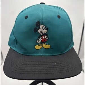 Vintage Disney Mickey‎ Mouse Snapback Hat Green Black Theme Park NWT